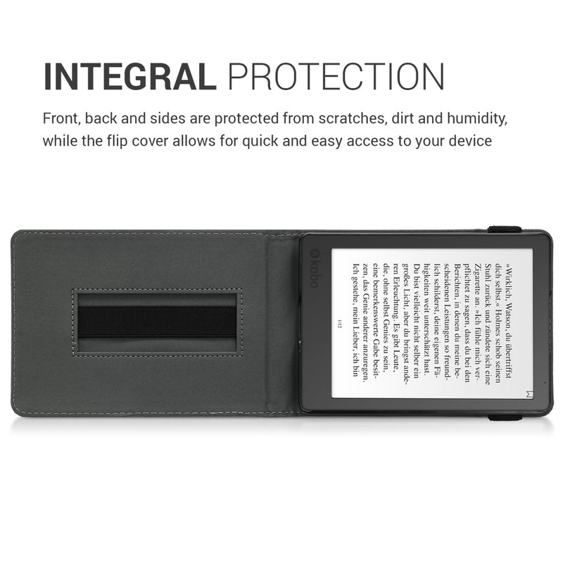 kwmobile Schutzhülle kompatibel mit Kobo Aura Edition 2 - Hülle e-Reader mit Schlaufe Ständer
