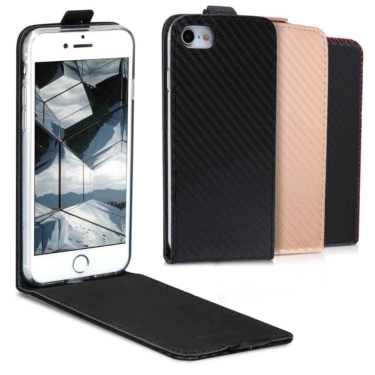 kwmobile Hülle kompatibel mit Apple iPhone SE (2022) / iPhone SE (2020) / iPhone 8 / iPhone 7 - Handy Case Handyhülle - Flip Schutzhülle