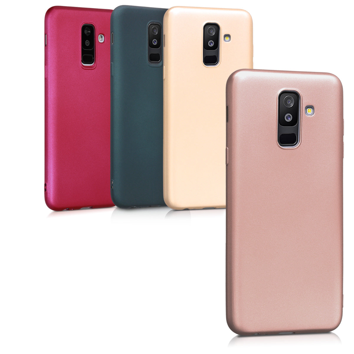 kwmobile Handyhülle für Samsung Galaxy A6+/A6 Plus (2018) Hülle - Silikon Case metallisch schimmernd - Schutzhülle Cover