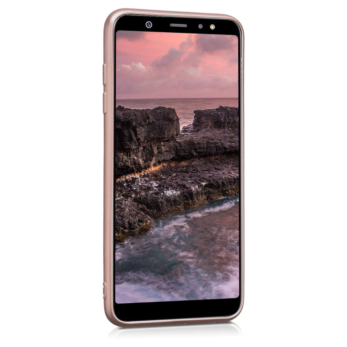 kwmobile Handyhülle für Samsung Galaxy A6+/A6 Plus (2018) Hülle - Silikon Case metallisch schimmernd - Schutzhülle Cover