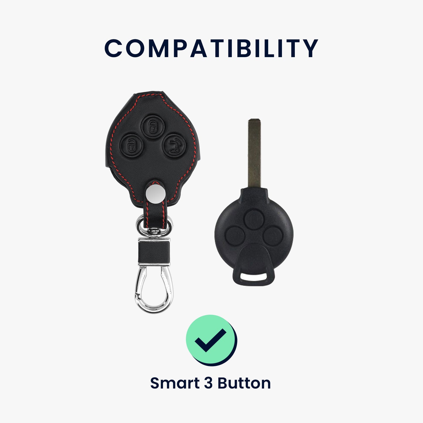 kwmobile Autoschlüssel Hülle kompatibel mit Smart 3-Tasten Funk Autoschlüssel