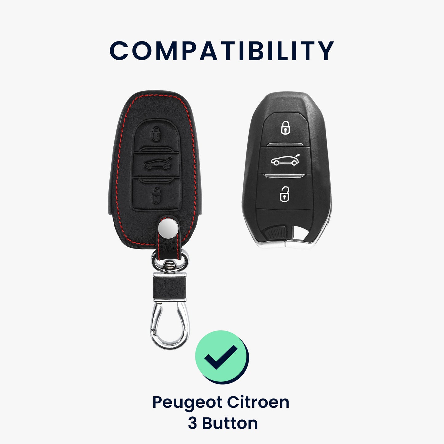 kwmobile Autoschlüssel Hülle kompatibel mit Peugeot Citroen 3-Tasten Smartkey Autoschlüssel (nur Keyless Go)