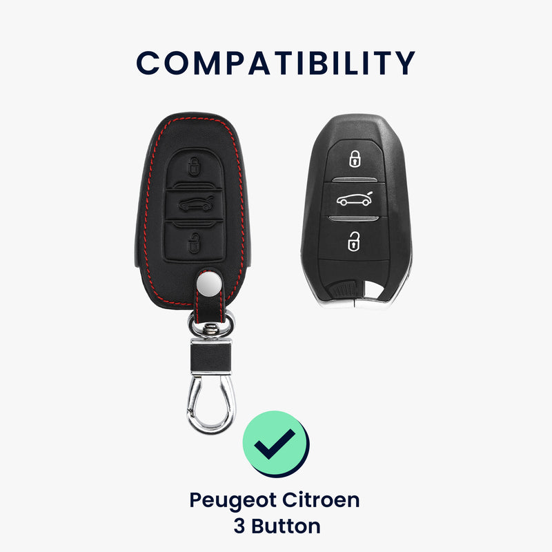 kwmobile Autoschlüssel Hülle kompatibel mit Peugeot Citroen 3-Tasten Smartkey Autoschlüssel (nur Keyless Go)