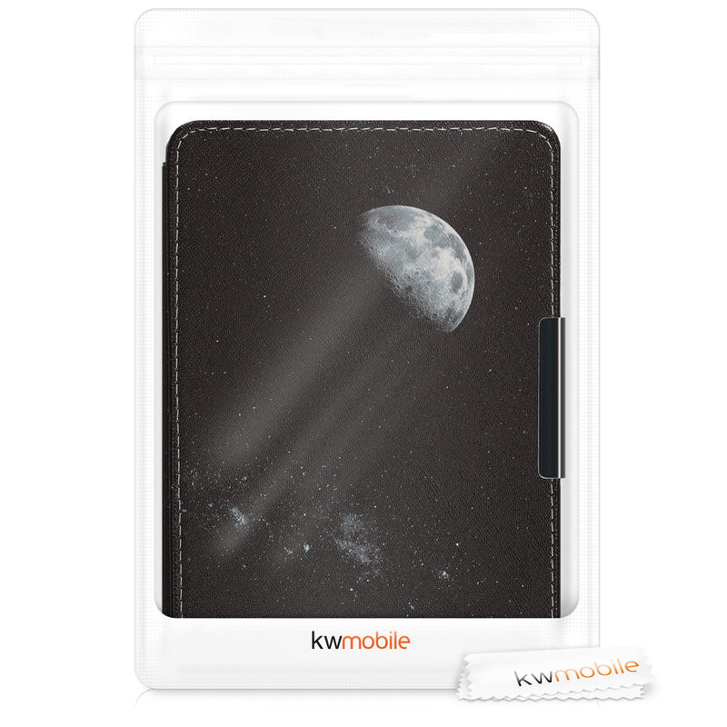 kwmobile Schutzhülle für Amazon Kindle Paperwhite Hülle - eReader Flip Case mit Auto Sleep Funktion - Mond Schwarz