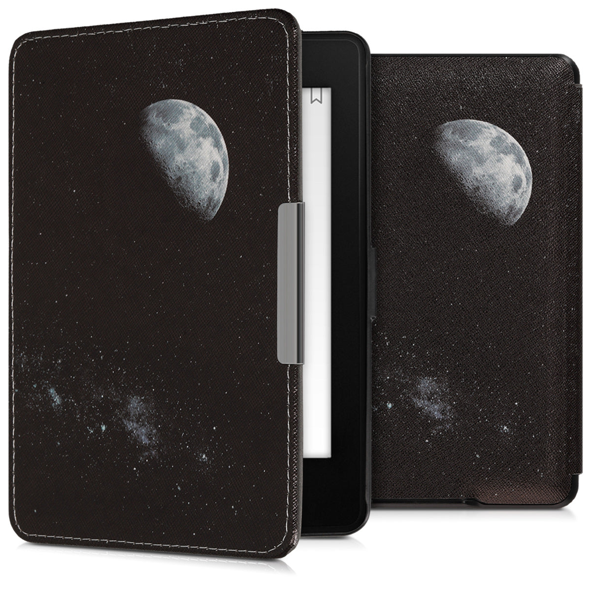 kwmobile Schutzhülle für Amazon Kindle Paperwhite Hülle - eReader Flip Case mit Auto Sleep Funktion - Mond Schwarz