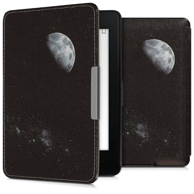kwmobile Schutzhülle für Amazon Kindle Paperwhite Hülle - eReader Flip Case mit Auto Sleep Funktion - Mond Schwarz