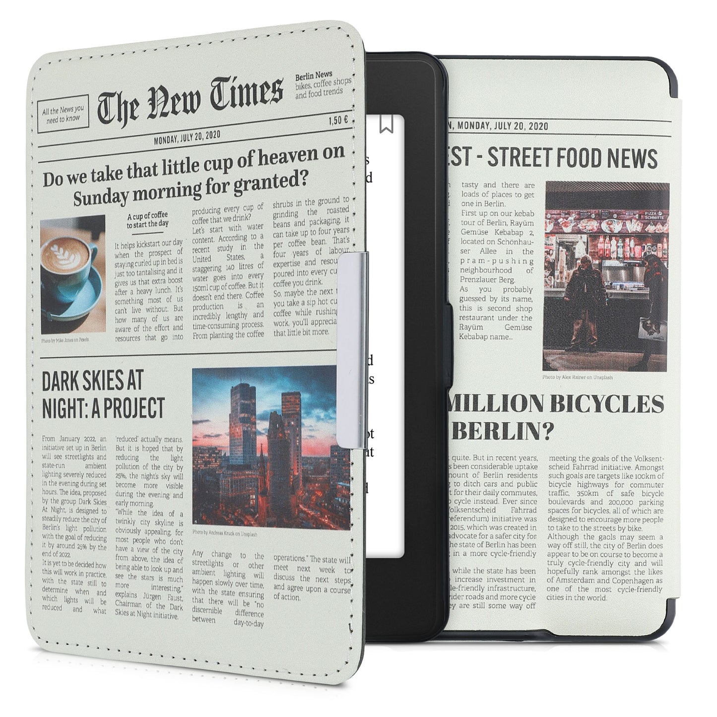 kwmobile Schutzhülle für Amazon Kindle Paperwhite Hülle - eReader Flip Case mit Auto Sleep Funktion - Mond Schwarz