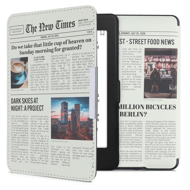 kwmobile Schutzhülle für Amazon Kindle Paperwhite Hülle - eReader Flip Case mit Auto Sleep Funktion - Mond Schwarz
