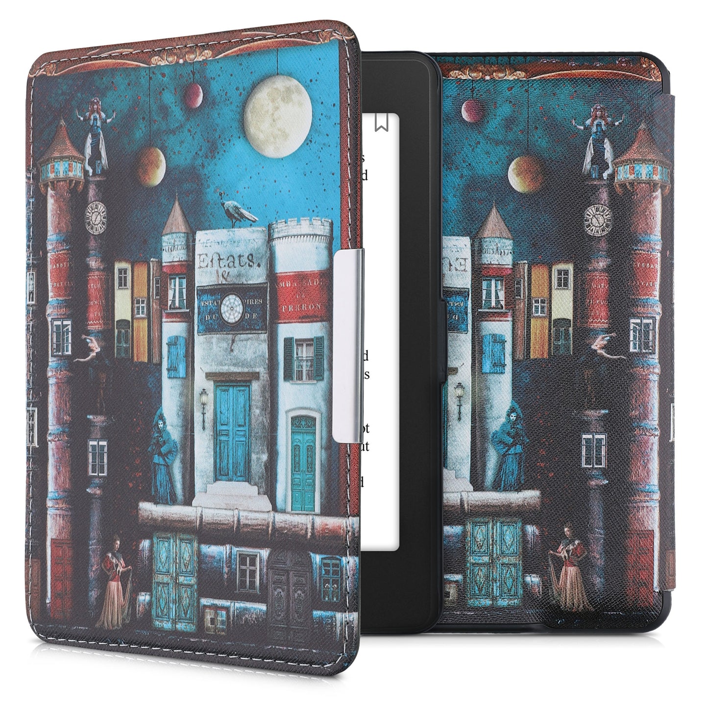 kwmobile Schutzhülle für Amazon Kindle Paperwhite Hülle - eReader Flip Case mit Auto Sleep Funktion - Mond Schwarz