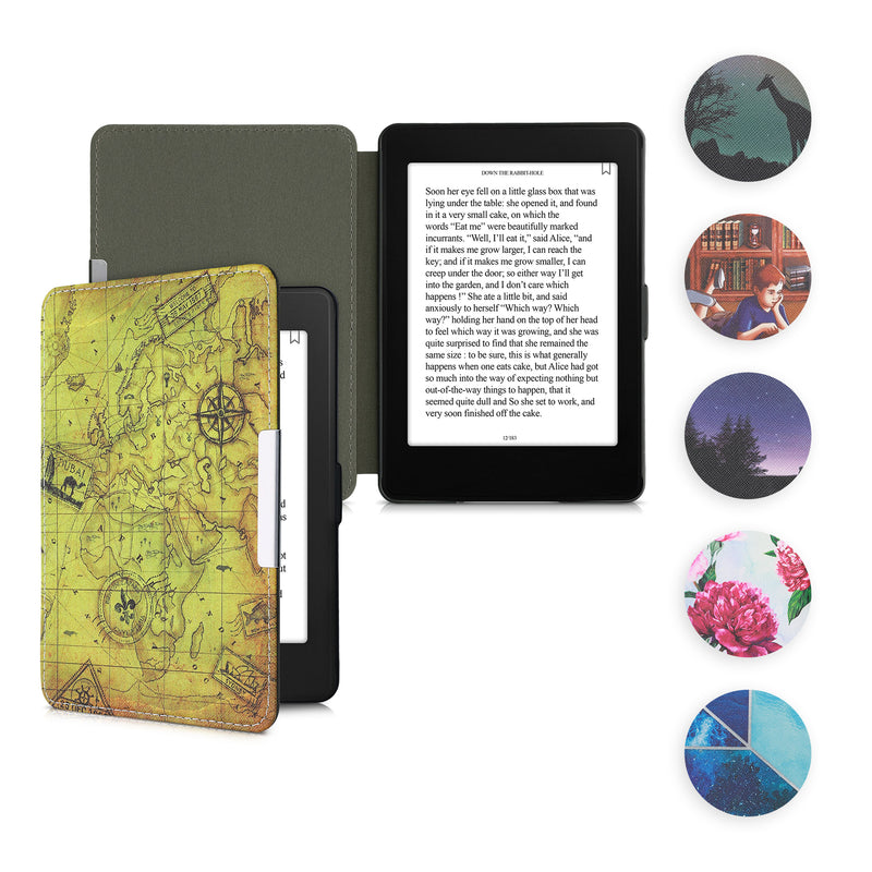 kwmobile Klapphülle kompatibel mit Amazon Kindle Paperwhite Hülle - eReader Case (für Modelle bis 2017) - Mosaik Kacheln Rot Grün Blau Rot  [dsg59]