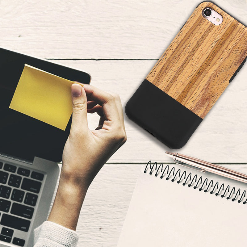 kwmobile Hülle kompatibel mit Apple iPhone SE (2022) / SE (2020) / 8 / 7 Backcover Cover Holz Maserung