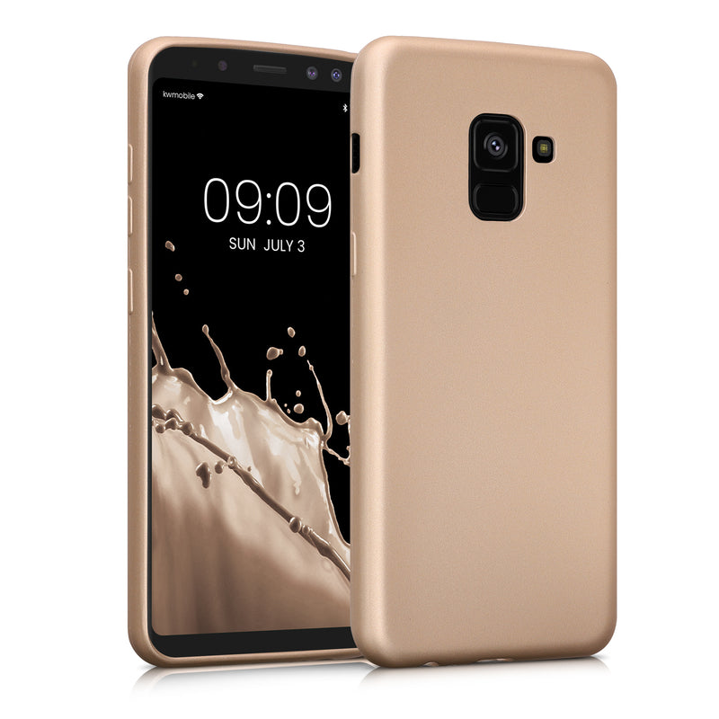 kwmobile Handyhülle für Samsung Galaxy A8 (2018) Hülle - Silikon Case metallisch schimmernd - Schutzhülle Cover