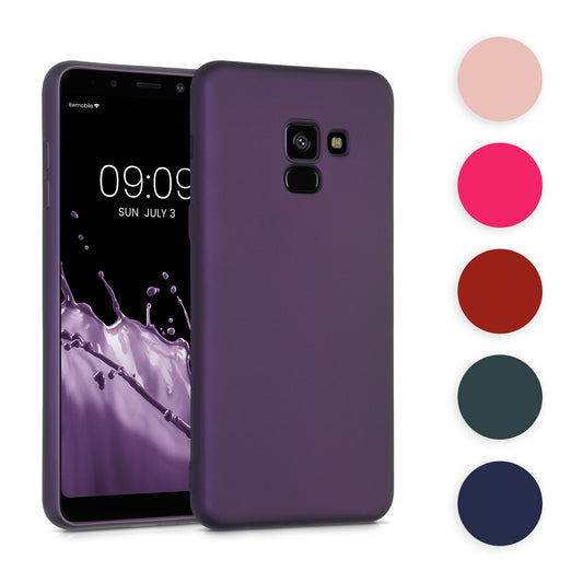 kwmobile Case kompatibel mit Samsung Galaxy A8 (2018) Hülle - Schutzhülle aus Silikon metallisch schimmernd - Handyhülle Metallic Blauviolett Metallic Blauviolett  