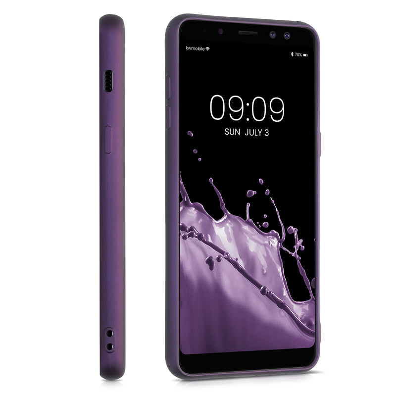 kwmobile Handyhülle für Samsung Galaxy A8 (2018) Hülle - Silikon Case metallisch schimmernd - Schutzhülle Cover