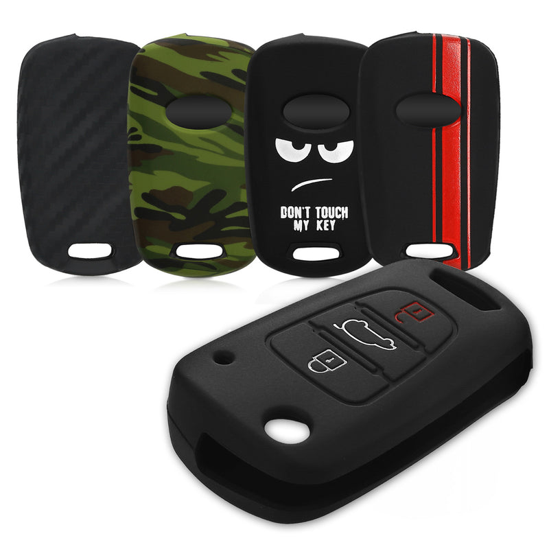 kwmobile Autoschlüssel Hülle kompatibel mit Hyundai 3-Tasten Klapp Autoschlüssel Hülle - Schlüsselhülle Don't touch my Key