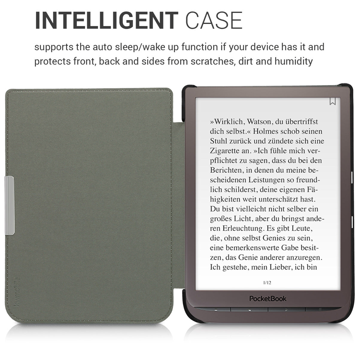 kwmobile Schutzhülle für Pocketbook InkPad 3 / 3 Pro / Color / Vivlio InkPad 3 Hülle - eReader Flip Case mit Auto Sleep Funktion - Travel Vintage