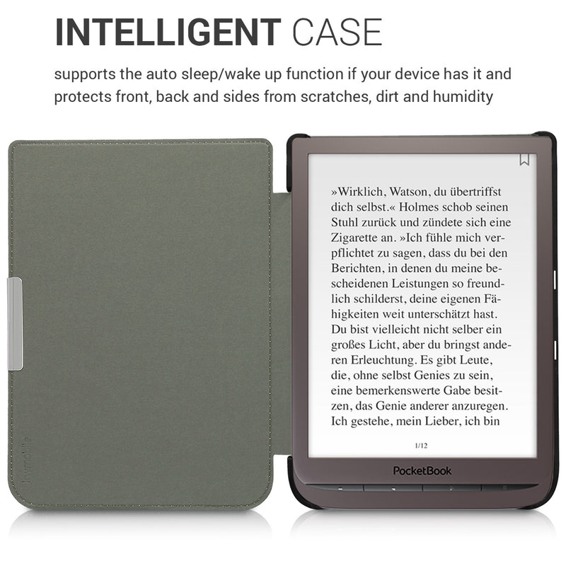 kwmobile Schutzhülle für Pocketbook InkPad 3 / 3 Pro / Color / Vivlio InkPad 3 Hülle - eReader Flip Case mit Auto Sleep Funktion - Travel Vintage
