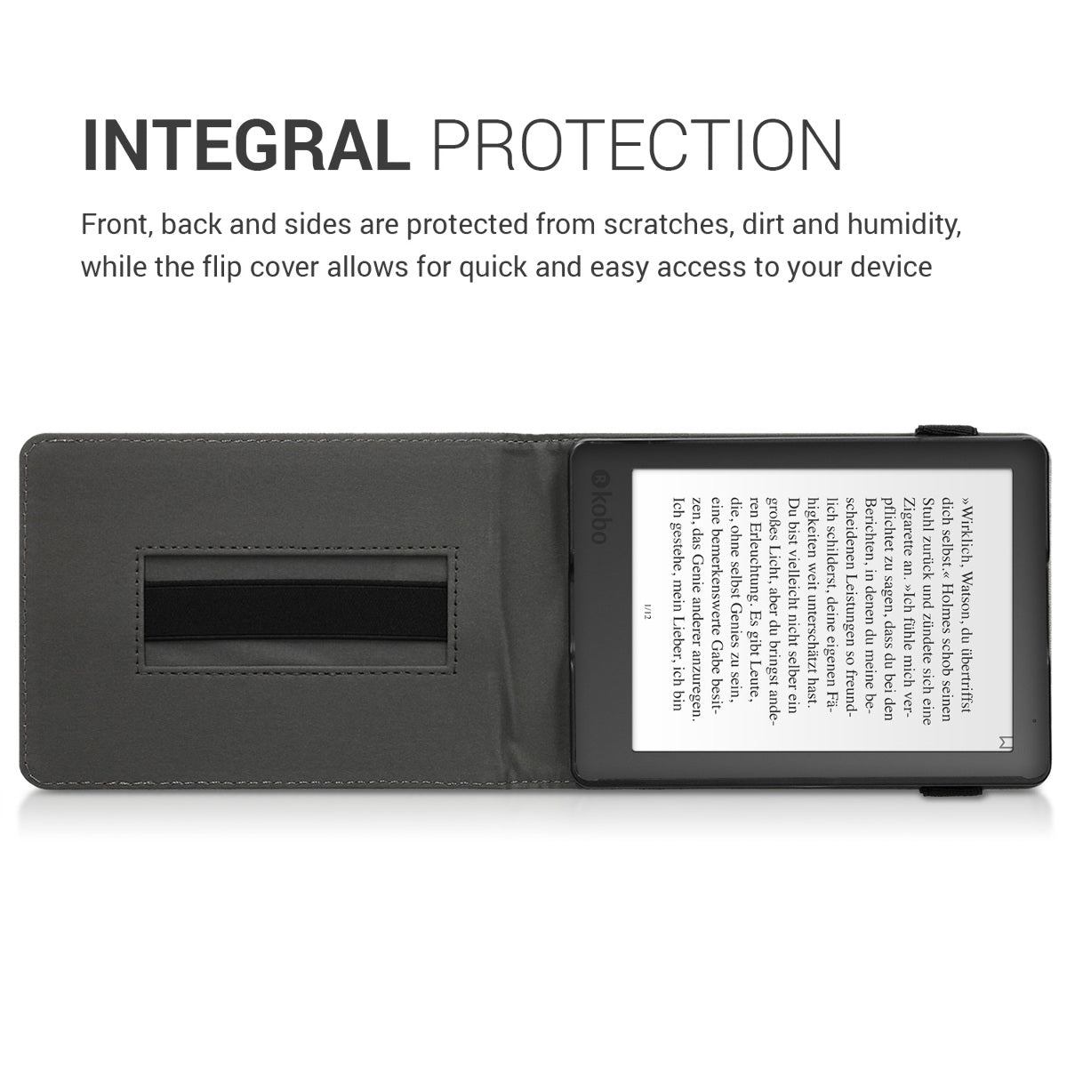kwmobile Hülle kompatibel mit Kobo Aura Edition 2 Hülle - Case mit Schlaufe und Ständer