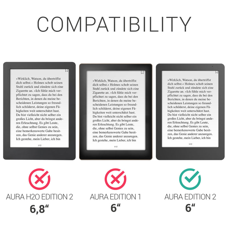 kwmobile Hülle kompatibel mit Kobo Aura Edition 2 Hülle - Case mit Schlaufe und Ständer