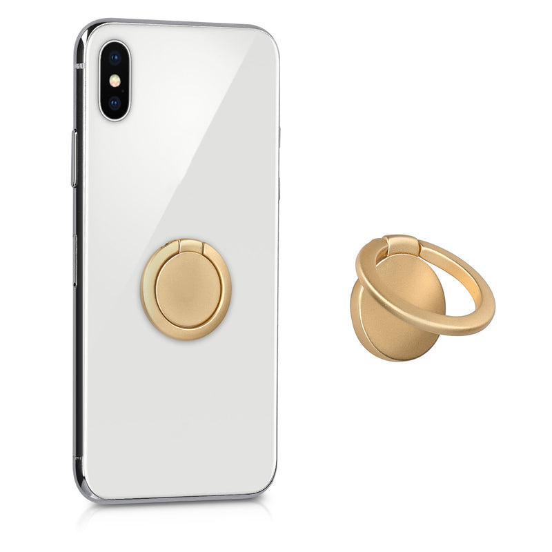 kwmobile Smartphone Ring Fingerhalter aus Metall - 360° drehbare Ringhalter Handy Fingerhalterung mit Standfunktion - Handyring Halterung