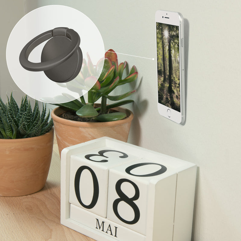 kwmobile Smartphone Ring Fingerhalter aus Metall - 360° drehbare Ringhalter Handy Fingerhalterung mit Standfunktion - Handyring Halterung