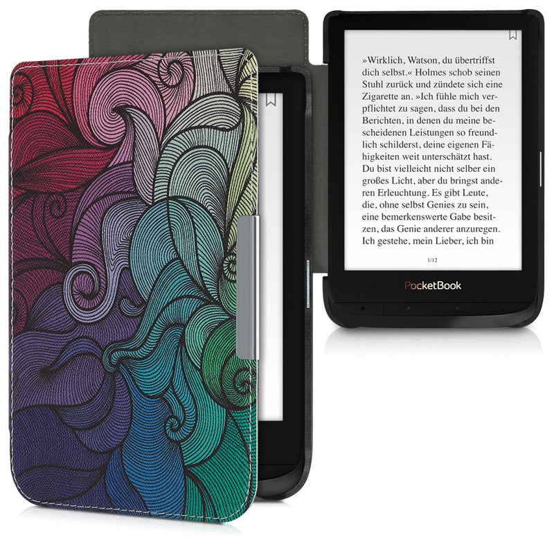 kwmobile Schutzhülle für Pocketbook Touch Lux 4/5/Touch HD 3/Color (2020)/ Vivlio Lux 5 Hülle - eReader Flip Case mit Auto Sleep Funktion - Farbrausch