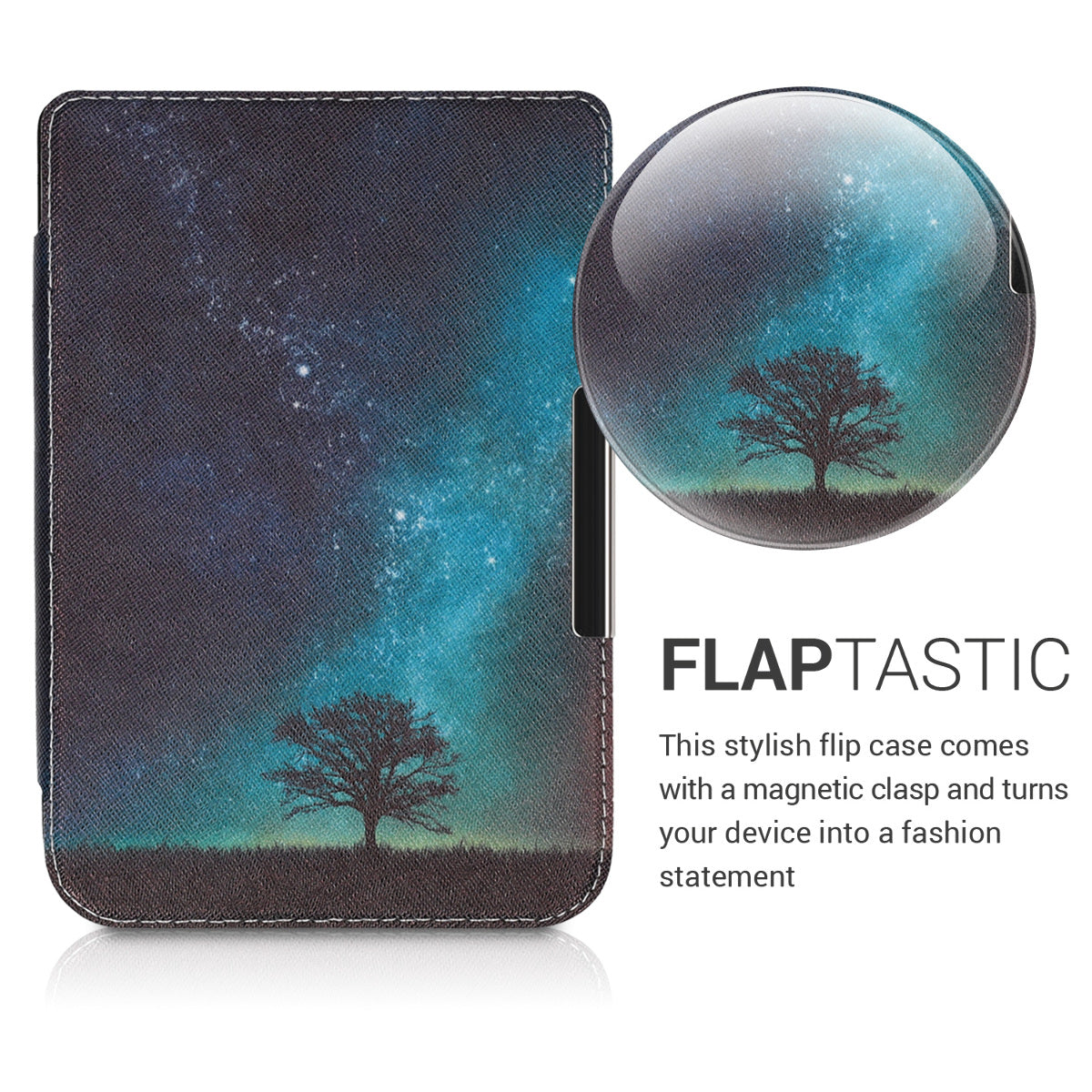 kwmobile Schutzhülle für Pocketbook Touch Lux 4/5/Touch HD 3/Color (2020)/ Vivlio Lux 5 Hülle - eReader Flip Case mit Auto Sleep Funktion - Farbrausch