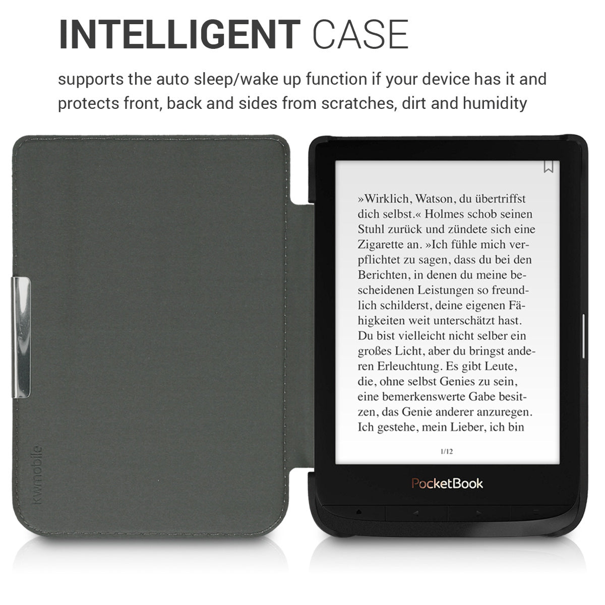 kwmobile Schutzhülle für Pocketbook Touch Lux 4/5/Touch HD 3/Color (2020)/ Vivlio Lux 5 Hülle - eReader Flip Case mit Auto Sleep Funktion - Farbrausch