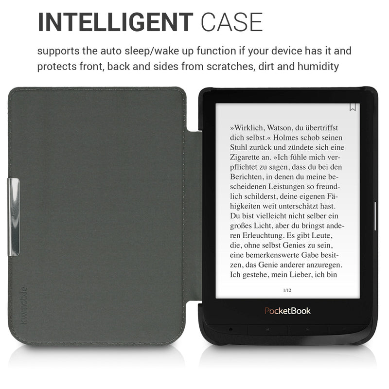 kwmobile Schutzhülle für Pocketbook Touch Lux 4/5/Touch HD 3/Color (2020)/ Vivlio Lux 5 Hülle - eReader Flip Case mit Auto Sleep Funktion - Farbrausch