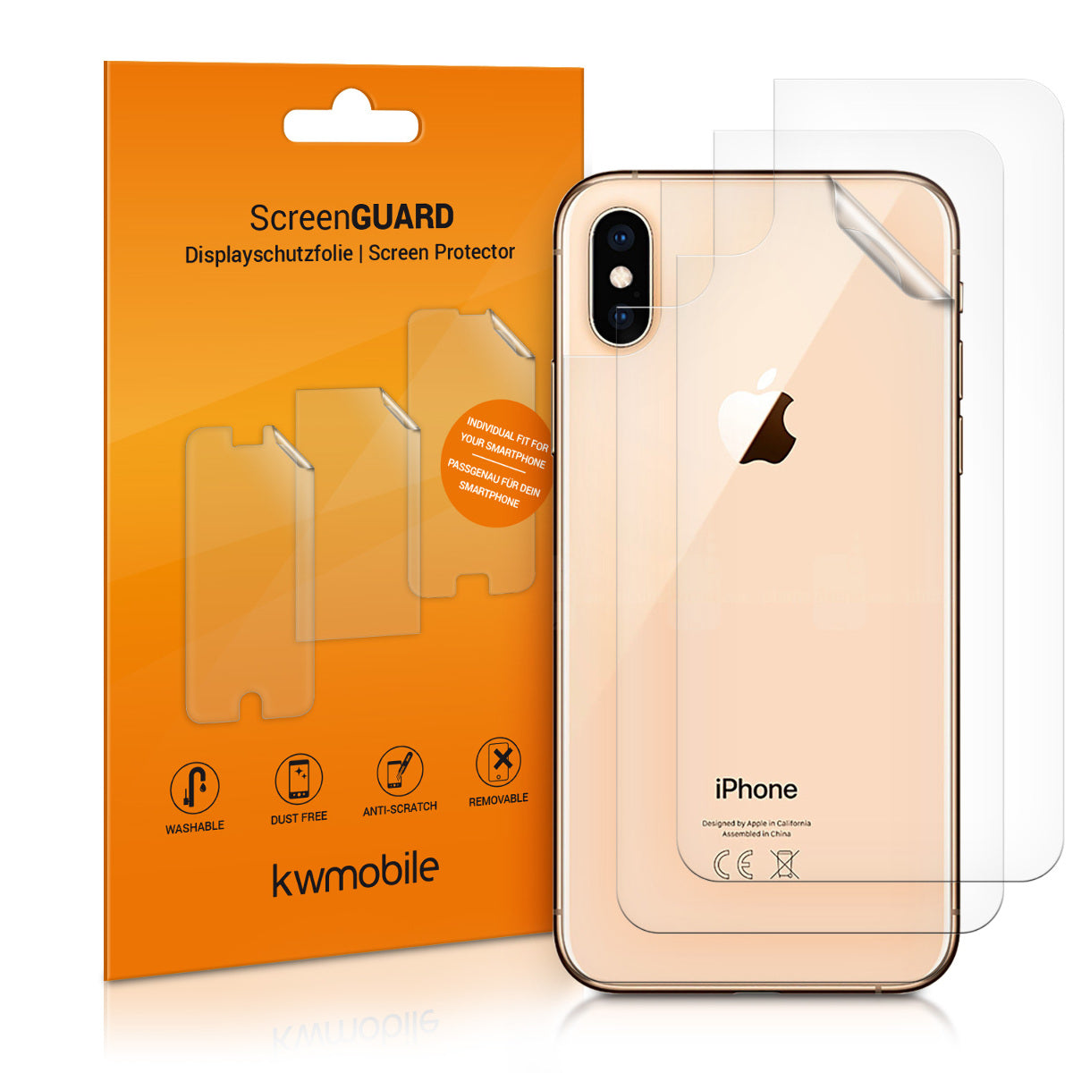 Schutzfolie Rückseite kompatibel mit Apple iPhone XS