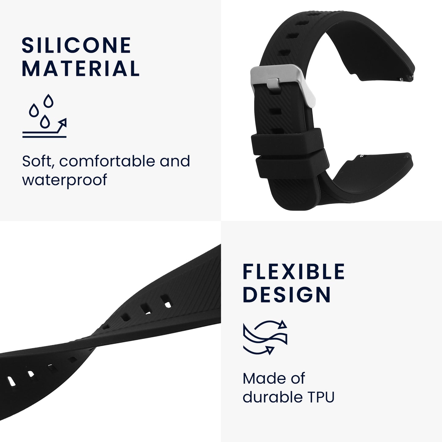 kwmobile Silikon Uhrenarmband für Ticwatch Pro Smartwatch Armband - Ersatzarmband für Fitnesstracker - Wechselarmband Smartwatch