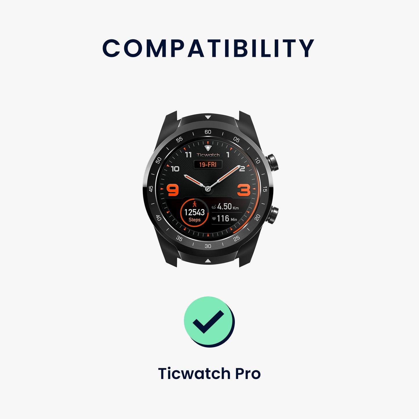kwmobile Silikon Uhrenarmband für Ticwatch Pro Smartwatch Armband - Ersatzarmband für Fitnesstracker - Wechselarmband Smartwatch