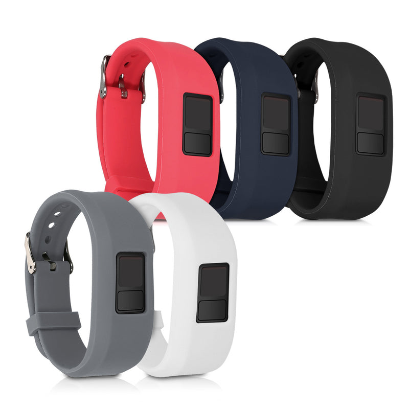 kwmobile 2x Uhrenarmband für Garmin Vivofit 3 Armband - Fitnesstracker Band Set aus TPU Silikon - Ersatzarmband Smartwatch - Schwarz Dunkelblau Schwarz  