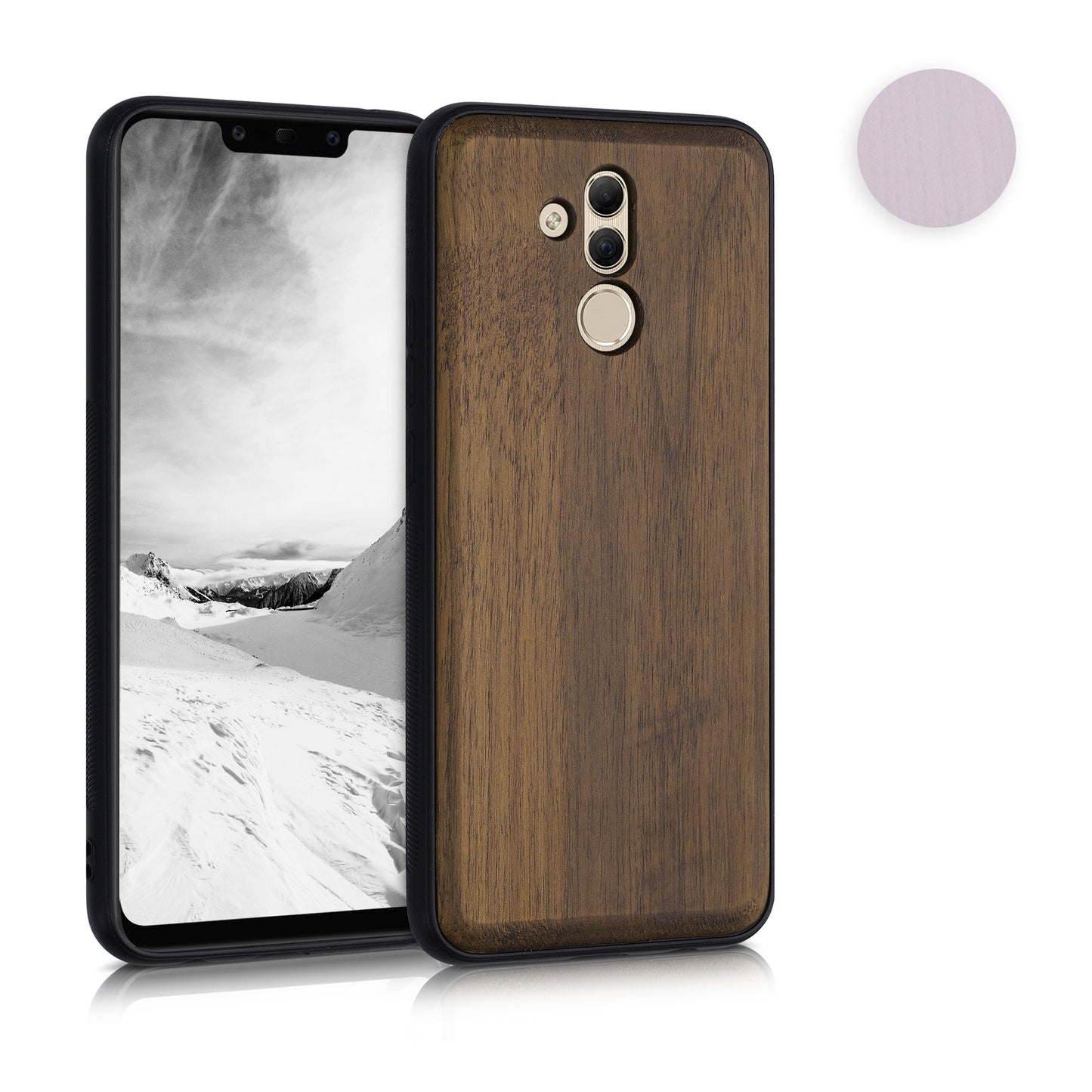 kwmobile Hülle kompatibel mit Huawei Mate 20 Lite Hülle - Holz Case - stoßfestes Handy Cover - TPU Handyhülle in Dunkelbraun Dunkelbraun  