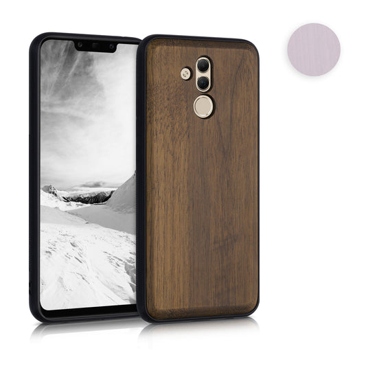 kwmobile Hülle kompatibel mit Huawei Mate 20 Lite Hülle - Holz Case - stoßfestes Handy Cover - TPU Handyhülle in Dunkelbraun Dunkelbraun  