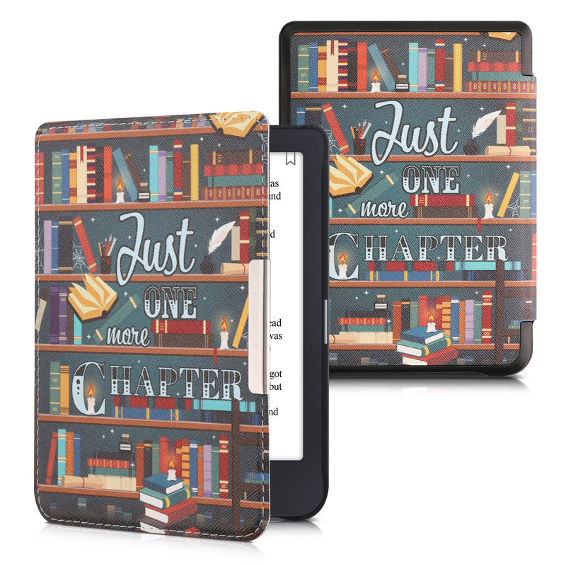 kwmobile Schutzhülle für Tolino Shine 3 Hülle - eReader Flip Case mit Auto Sleep Funktion - Eule Schlaf mit Braun Mintgrün