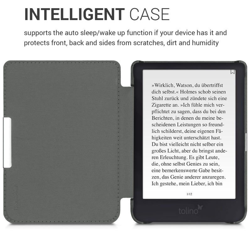 kwmobile Schutzhülle für Tolino Shine 3 Hülle - eReader Flip Case mit Auto Sleep Funktion - Eule Schlaf mit Braun Mintgrün
