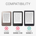 kwmobile Schutzhülle für Tolino Shine 3 Hülle - eReader Flip Case mit Auto Sleep Funktion - Eule Schlaf mit Braun Mintgrün
