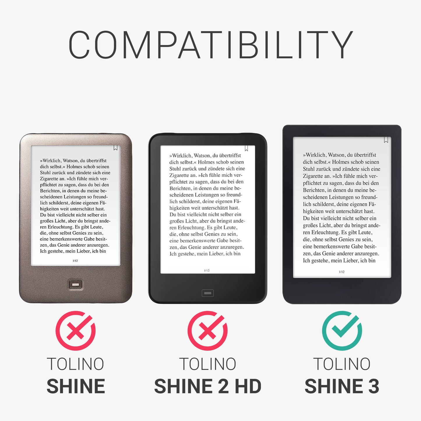 kwmobile Schutzhülle für Tolino Shine 3 Hülle - eReader Flip Case mit Auto Sleep Funktion - Eule Schlaf mit Braun Mintgrün
