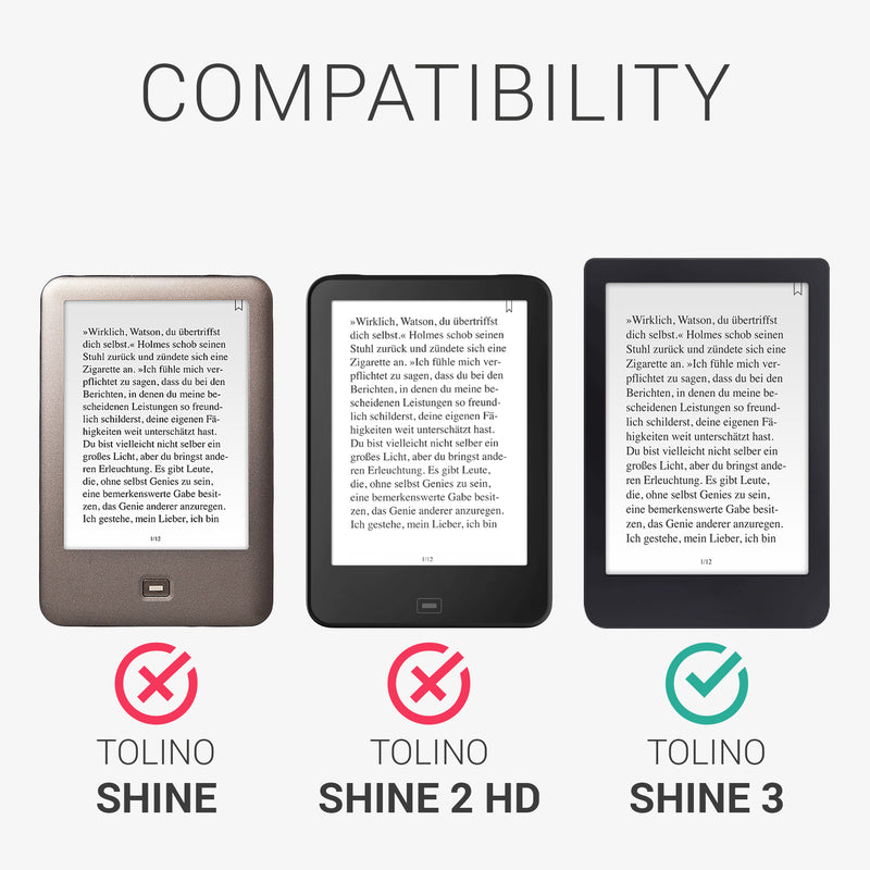 kwmobile Schutzhülle für Tolino Shine 3 Hülle - eReader Flip Case mit Auto Sleep Funktion - Eule Schlaf mit Braun Mintgrün