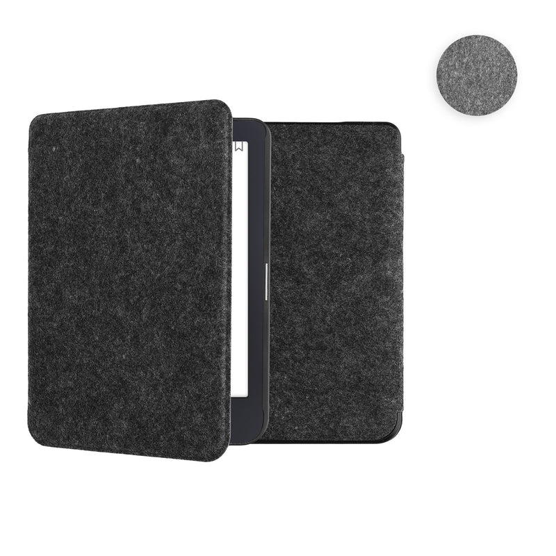 kwmobile Hülle kompatibel mit Tolino Shine 3 - Filz Stoff eReader Schutzhülle Cover Case - Dunkelgrau Dunkelgrau  