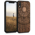 Holz Hardcase mit TPU Bumper für Apple iPhone XR Kompass Vintage