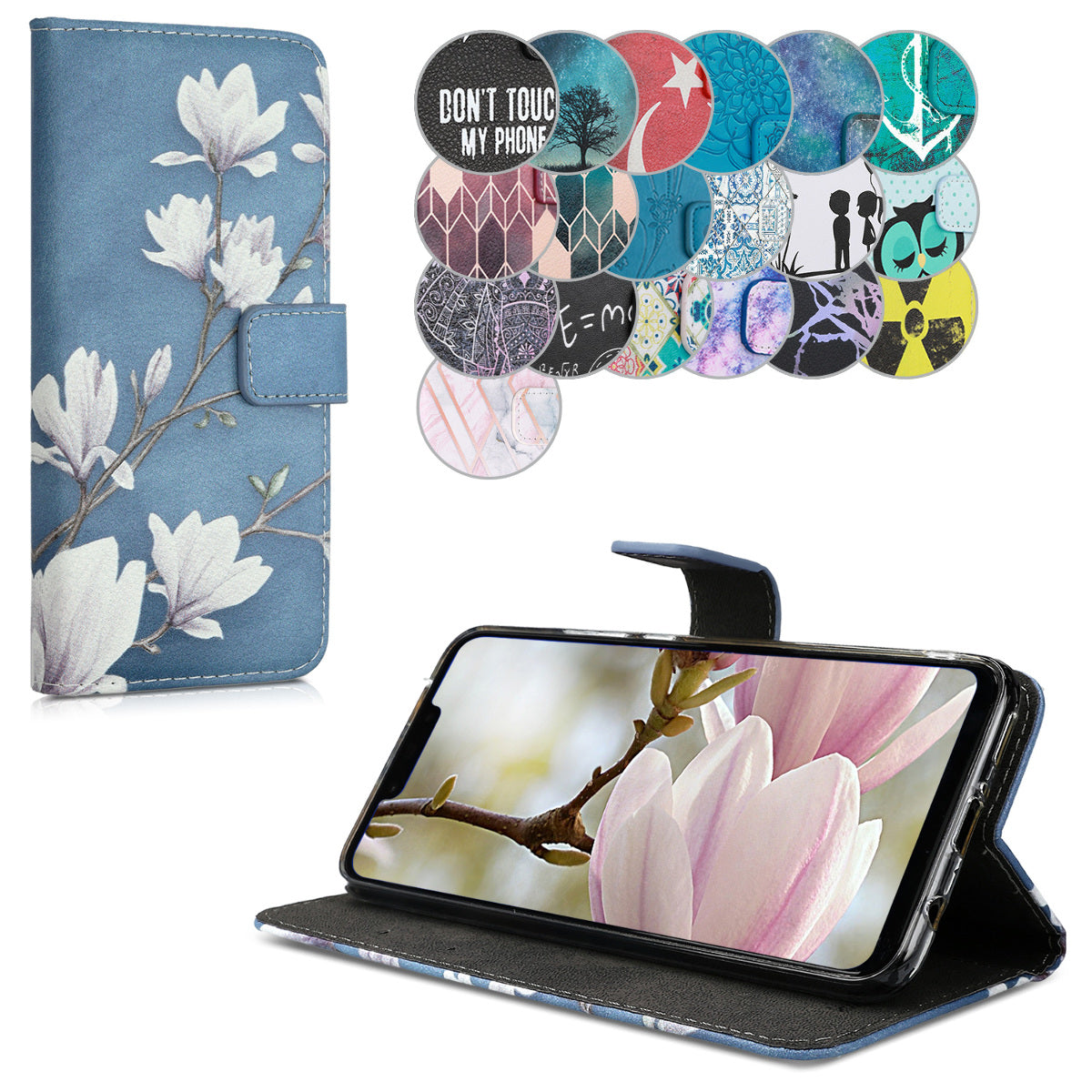 kwmobile Wallet Case kompatibel mit Huawei Mate 20 Lite Hülle - Cover mit Ständer und Kartenfächern