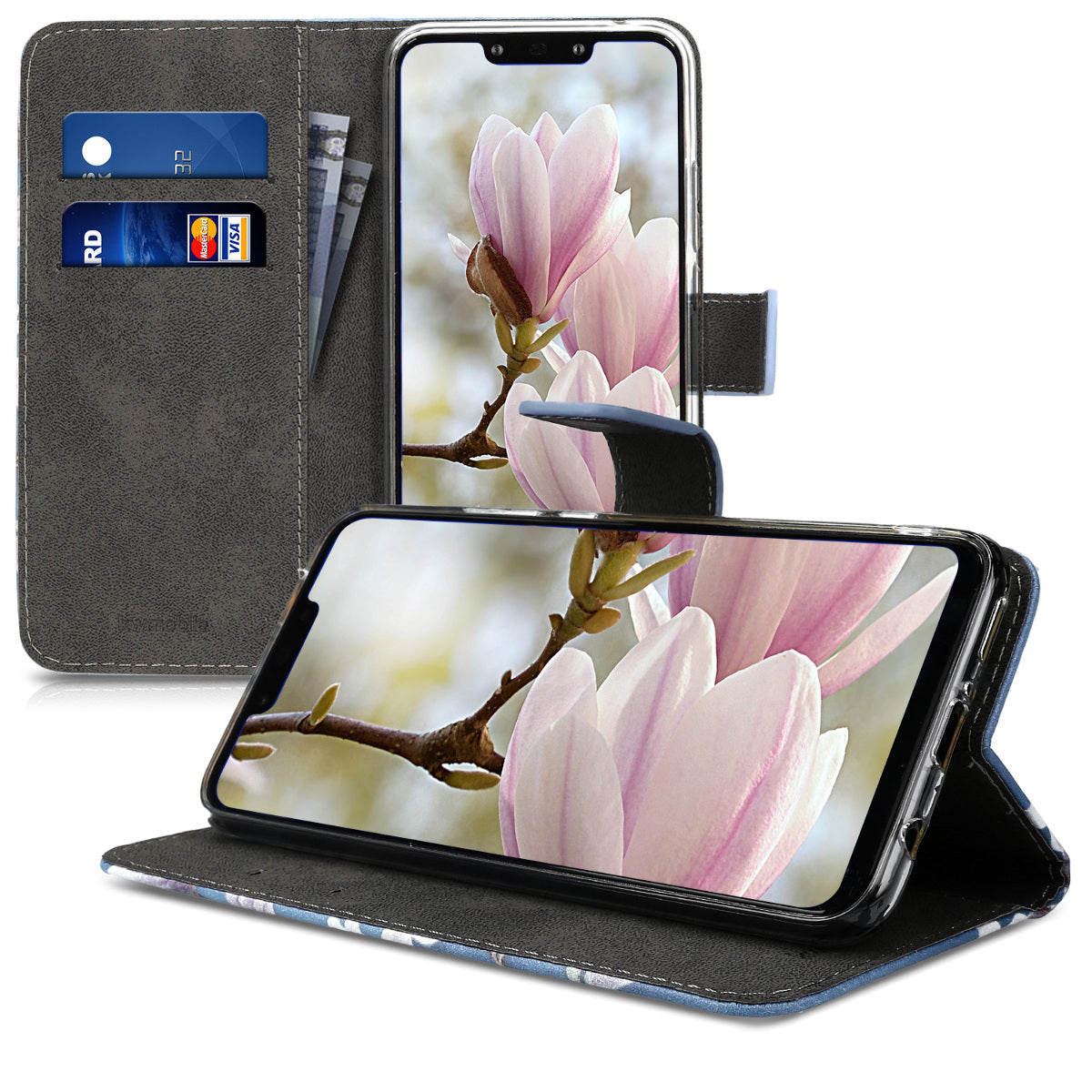 kwmobile Wallet Case kompatibel mit Huawei Mate 20 Lite Hülle - Cover mit Ständer und Kartenfächern