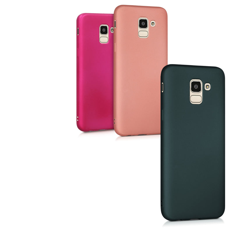 kwmobile Case kompatibel mit Samsung Galaxy J6 Hülle - Schutzhülle aus Silikon metallisch schimmernd - Handyhülle Metallic Rosegold Metallic Rosegold  