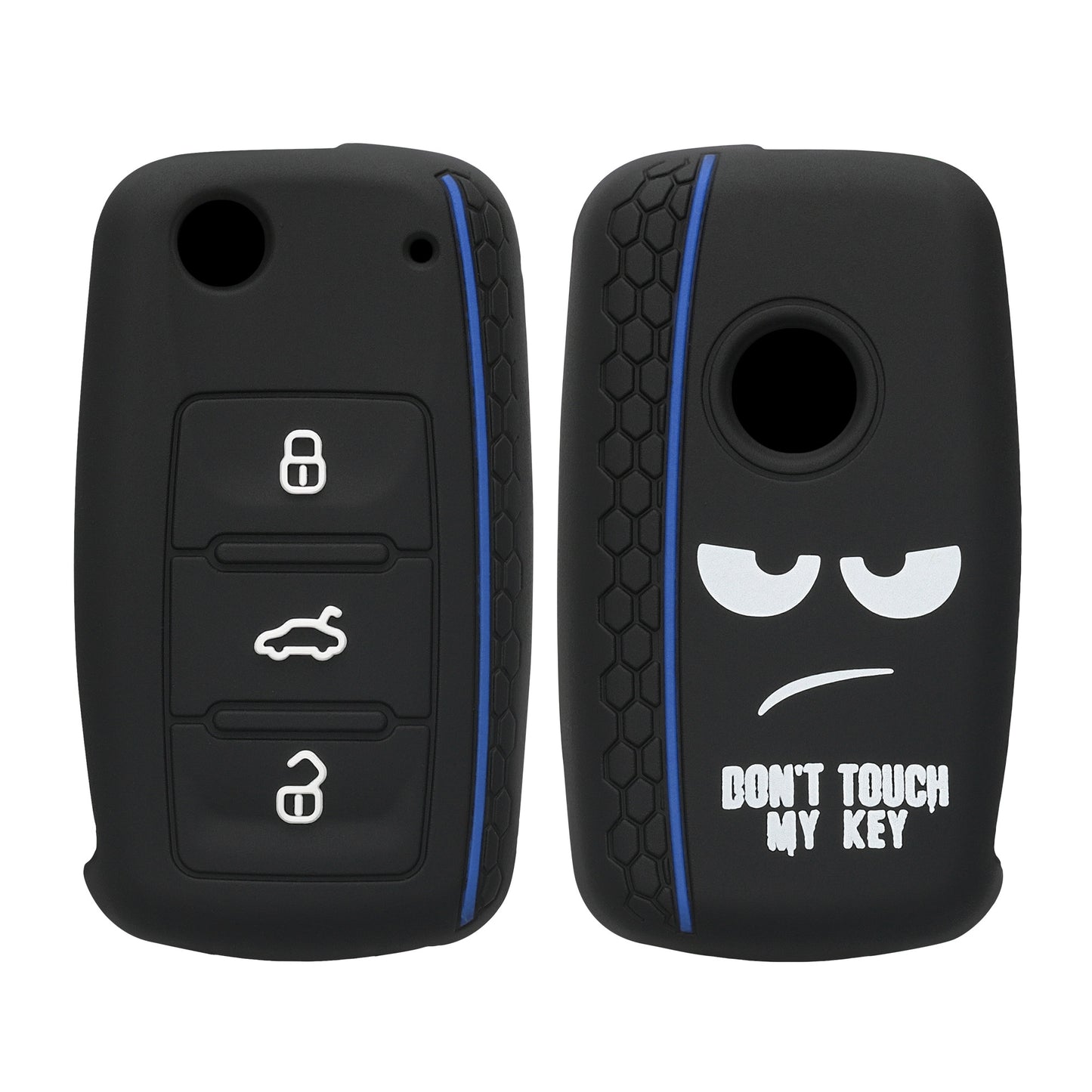kwmobile Autoschlüssel Hülle kompatibel mit VW Skoda Seat 3-Tasten Autoschlüssel Hülle - Schlüsselhülle Don't touch my Key