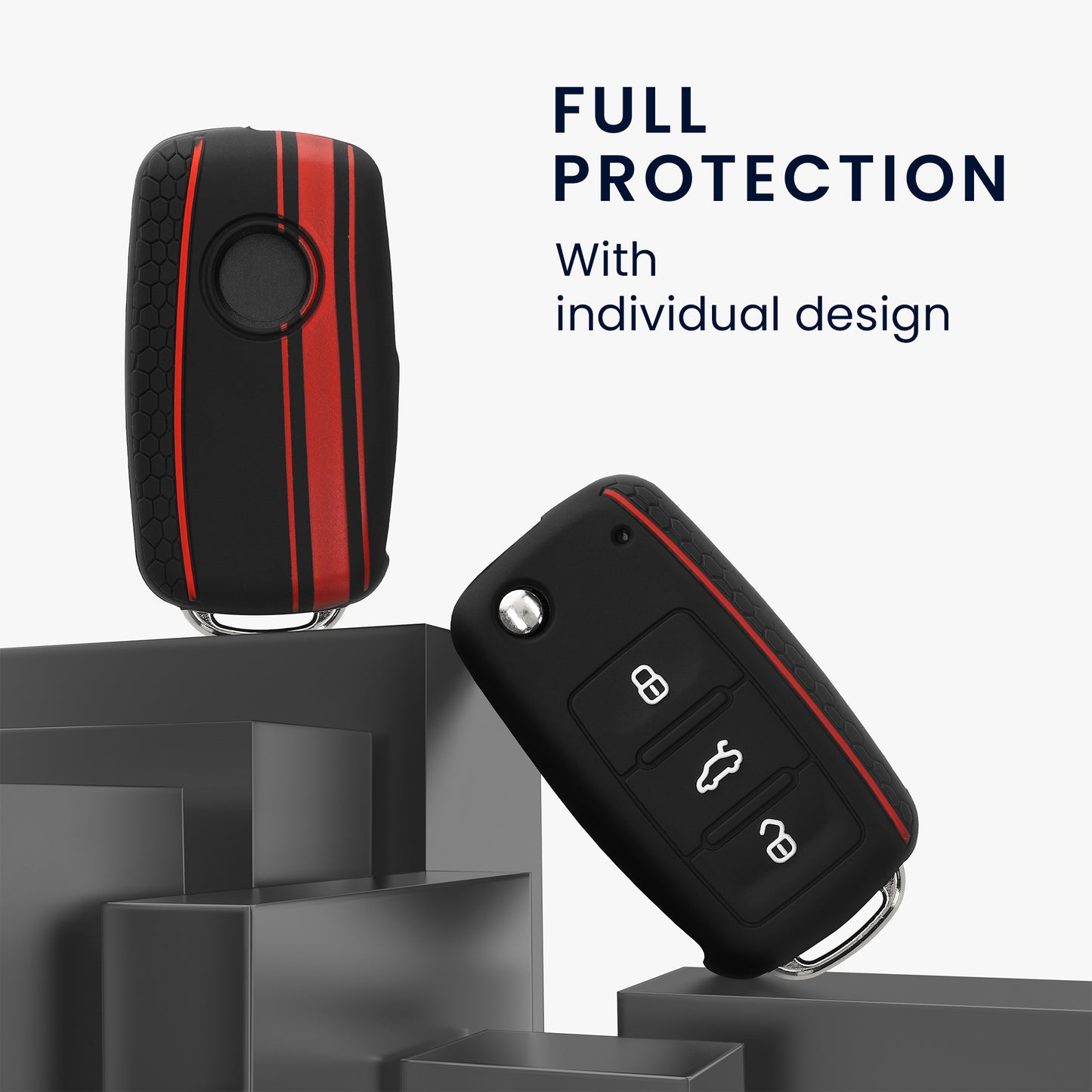 kwmobile Autoschlüssel Hülle kompatibel mit VW Skoda Seat 3-Tasten Autoschlüssel Hülle - Schlüsselhülle Don't touch my Key