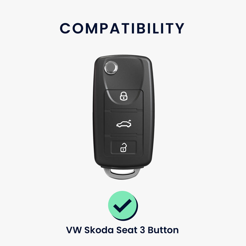 kwmobile Autoschlüssel Hülle kompatibel mit VW Skoda Seat 3-Tasten Autoschlüssel Hülle - Schlüsselhülle Don't touch my Key