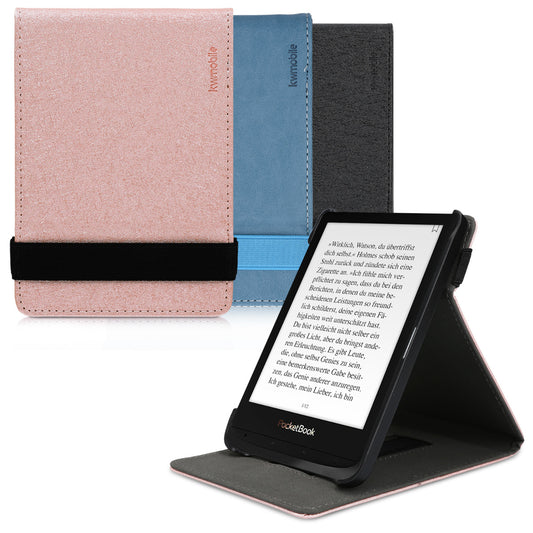 kwmobile Schutzhülle kompatibel mit Pocketbook Touch Lux 4/5/Touch HD 3/Color (2020)/ Vivlio Lux 5 - Hülle e-Reader mit Schlaufe Ständer - - Rosegold Rosegold  