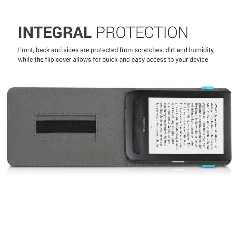 kwmobile Schutzhülle kompatibel mit Pocketbook Touch Lux 4/5/Touch HD 3/Color (2020)/ Vivlio Lux 5 - Hülle e-Reader mit Schlaufe Ständer
